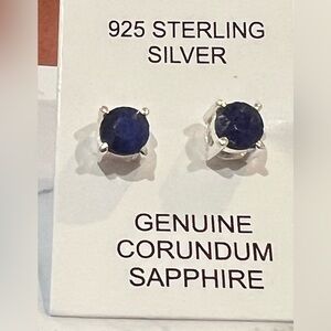 Silver Sapphire Stud Earrings